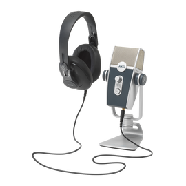 AKG Podcaster Essentials (B-Stock) - Black / Gray - Audio Production Toolkit: AKG Lyra USB Microphone and AKG K371 Headphones - Hero